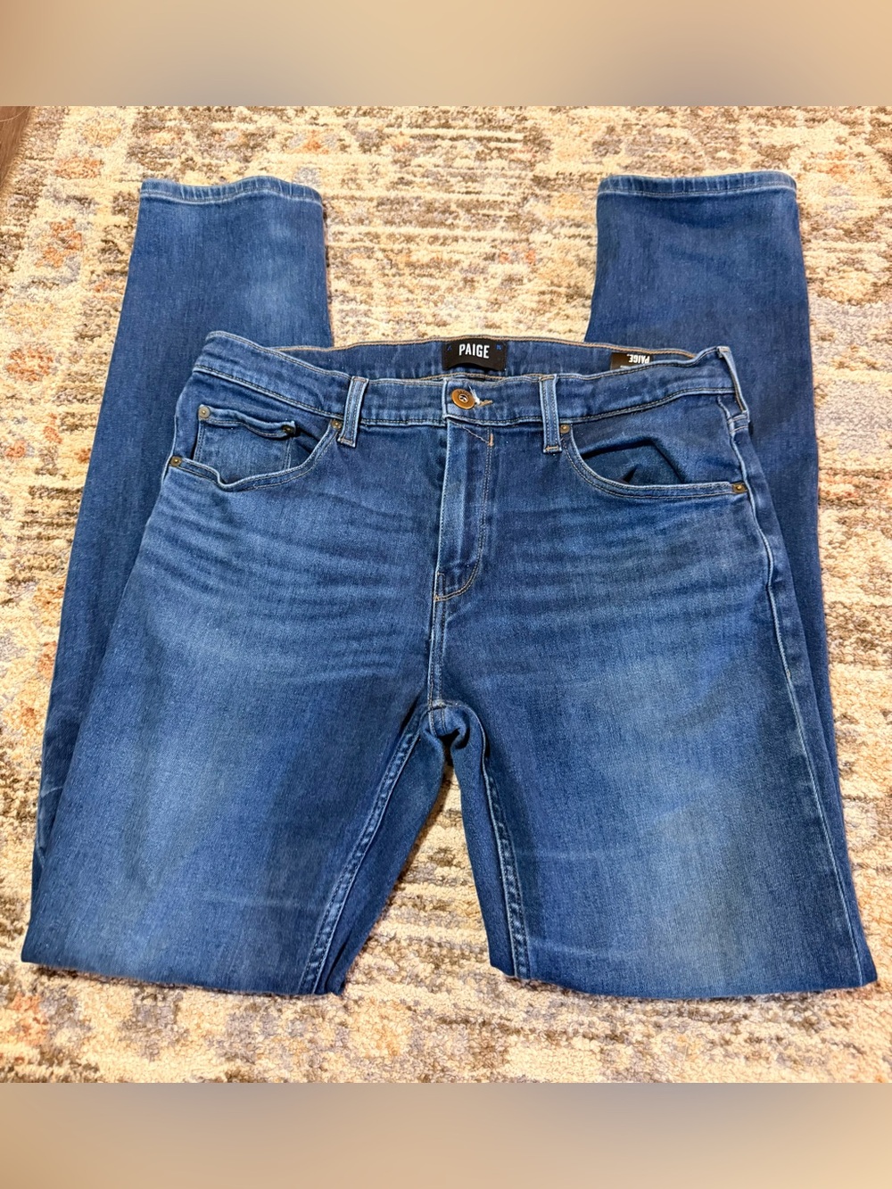 PAIGE Federal Slim Straight Premium Denim Jeans Mens Size 34 Petersen Wash